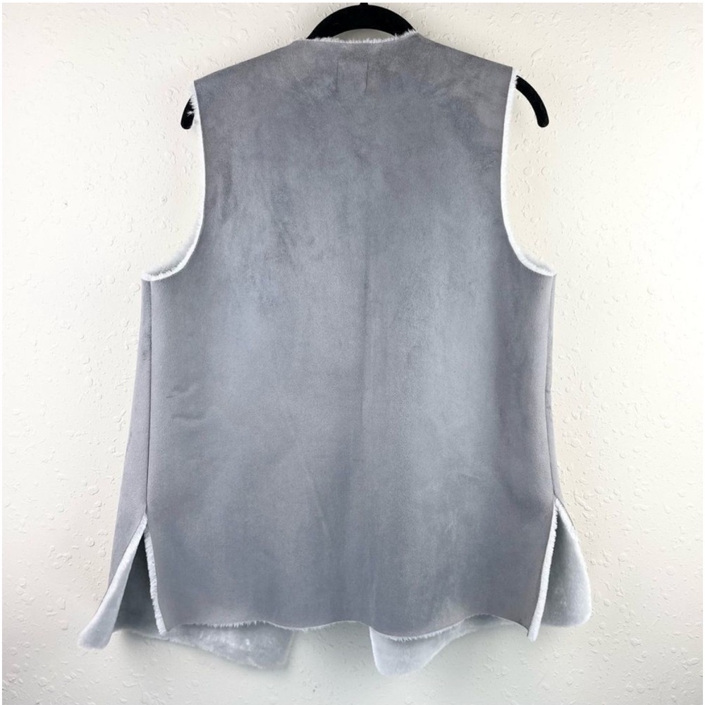 Ruby Rd Gray Faux Fur And Suede Open Front Vest S… - image 2
